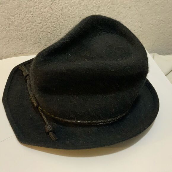 Eric Javits Western Cowboy Felt Hat Leather Trim - Picture 1 of 11